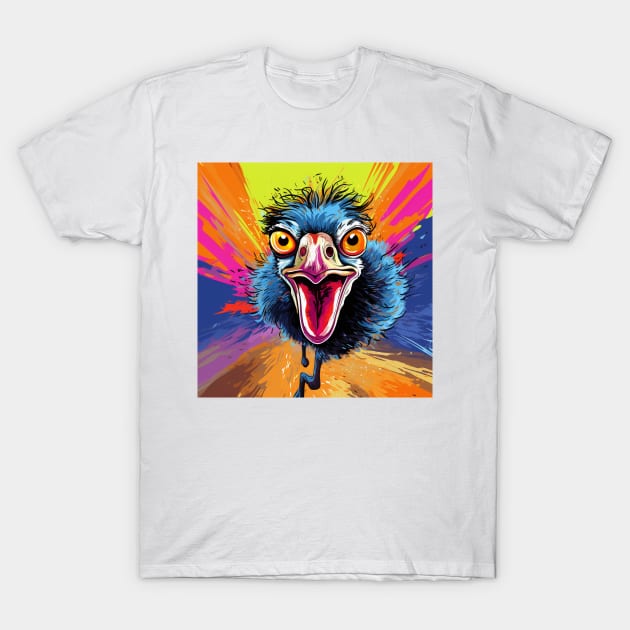 Ostrich Cartoon Pop Art 3 T-Shirt by AstroRisq